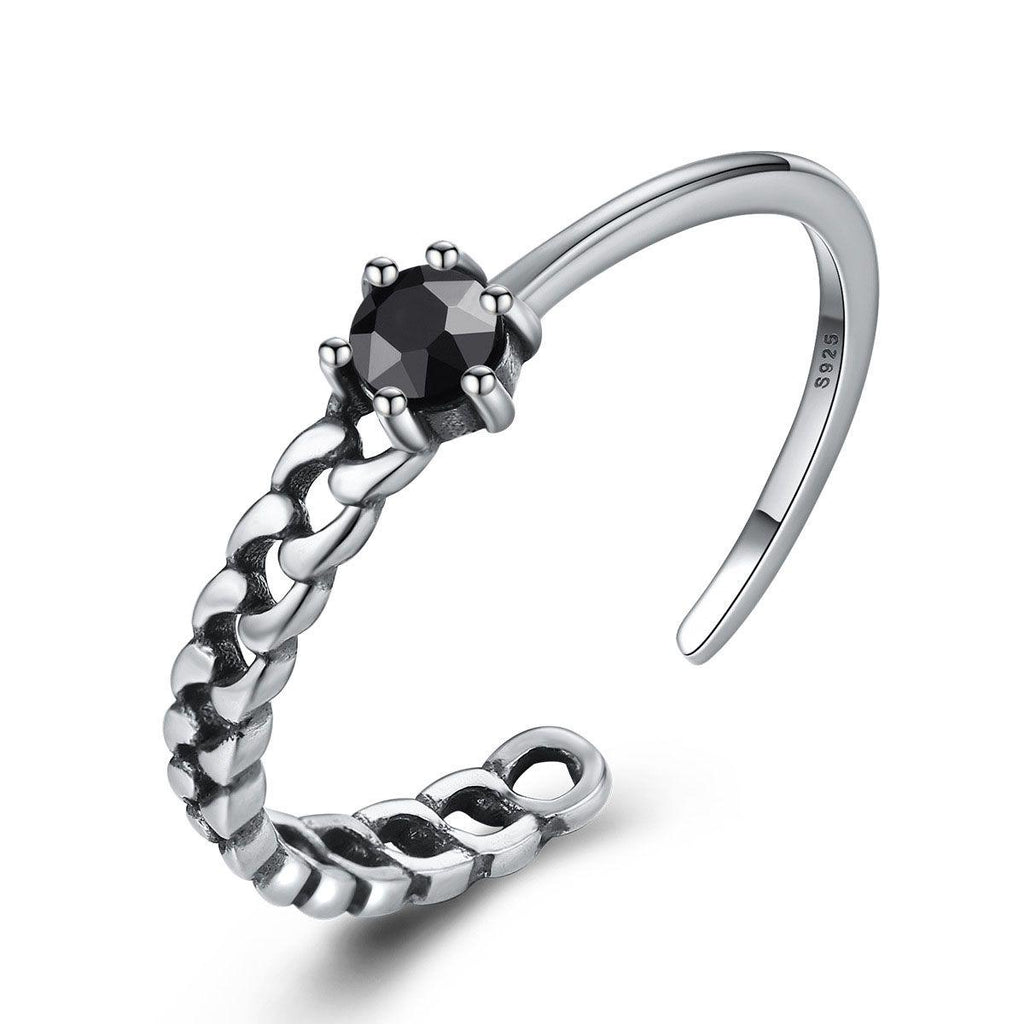 asymmetric black cz 25 sterling silver adjustable ring