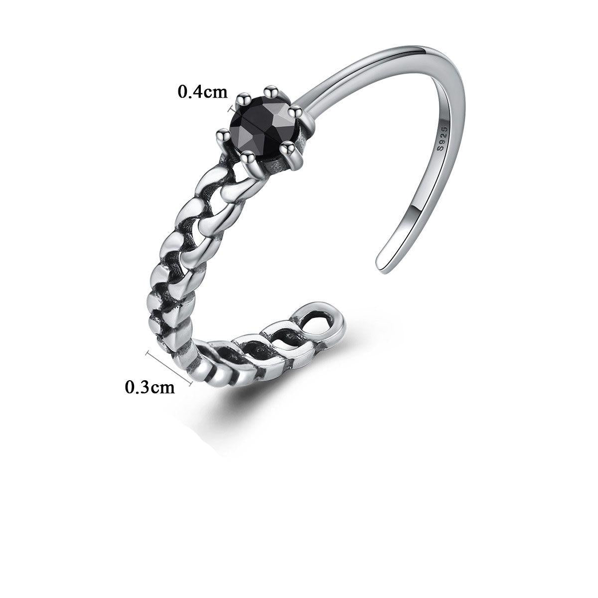 asymmetric black cz 25 sterling silver adjustable ring
