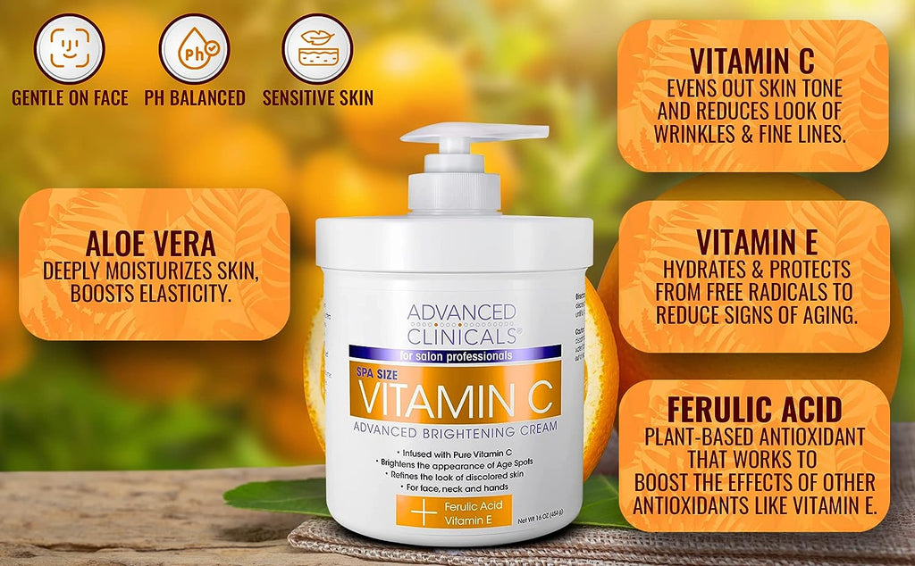 Advanced Clinicals Retinol Body Cream + Vitamin C Moisturizer Lotion Skin Care Set, Anti Aging Body &amp; Face Creams Reduce Wrinkles, Fine Lines, &amp; Dark Spots, Dual Moisturizing Cream Kit, 2-Pack