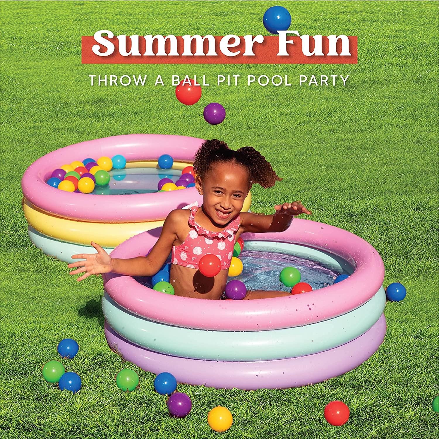2 packs 34'' multicolor inflatable kiddie pools, baby swimming pool set, summer fun for kids water pool pit ball pool indoor&amp;outdoor (34’’ x 10’’)