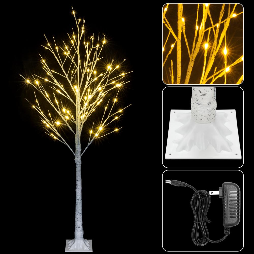 6FT Snowflake Christmas Tree with 96 LED Lamp For Outdoor Party Decorate Xmas
