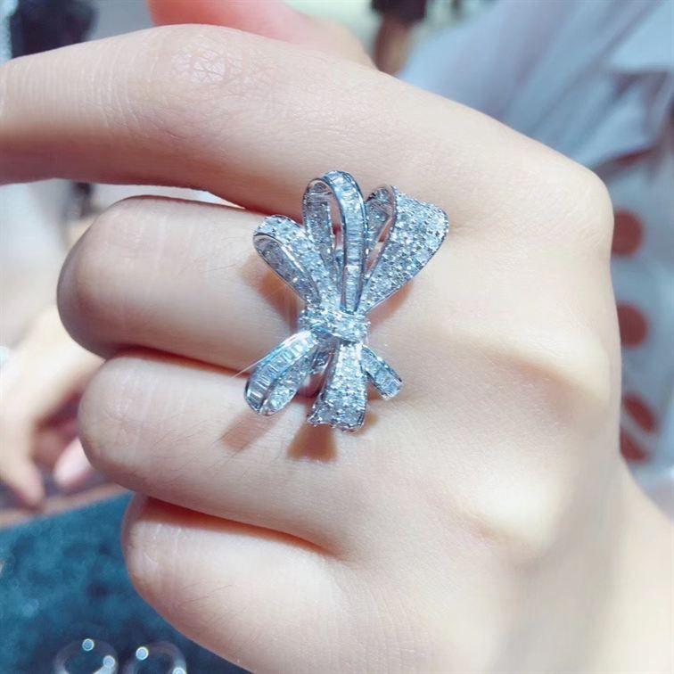 beautiful 5a cz bowknot 925 sterling silver ring