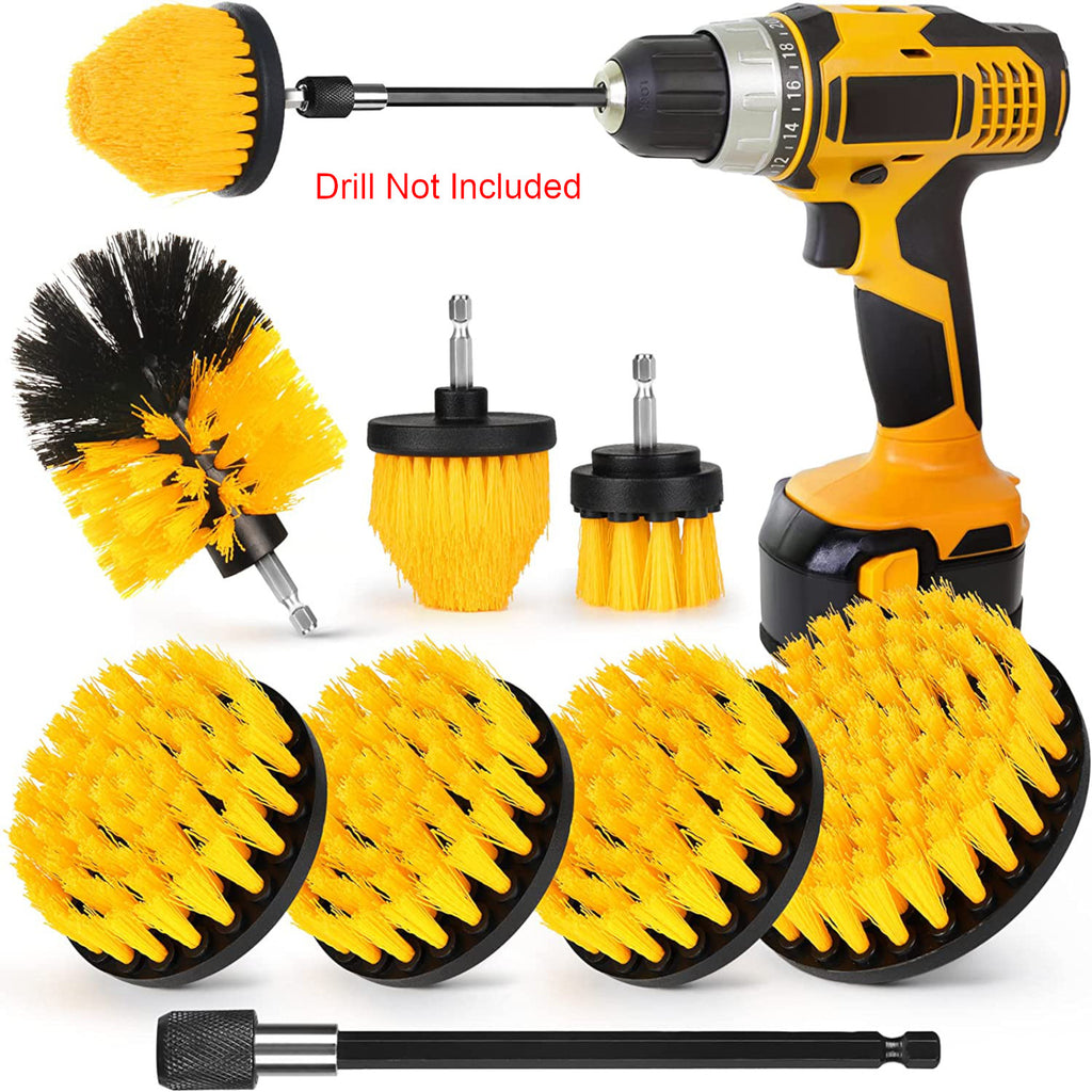 5/8/22pcs, Drill Brush Attachment Set, 7 Pack 1/4in Power Scrubber Brush + Extend Long Attachment, Brush Drill Attachment, Power Cleaning Scrub Brush For Bathroom, Tub, Tile, Corner, Floor