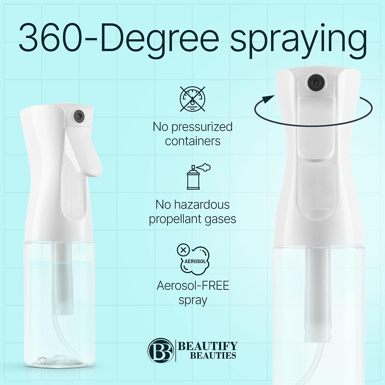BeautifyBeauties Hair Spray Bottle – Ultra Fine Continuous Water Mister for Hairstyling, Cleaning, Plants, Misting &amp; Skin Care (5 Ounce)