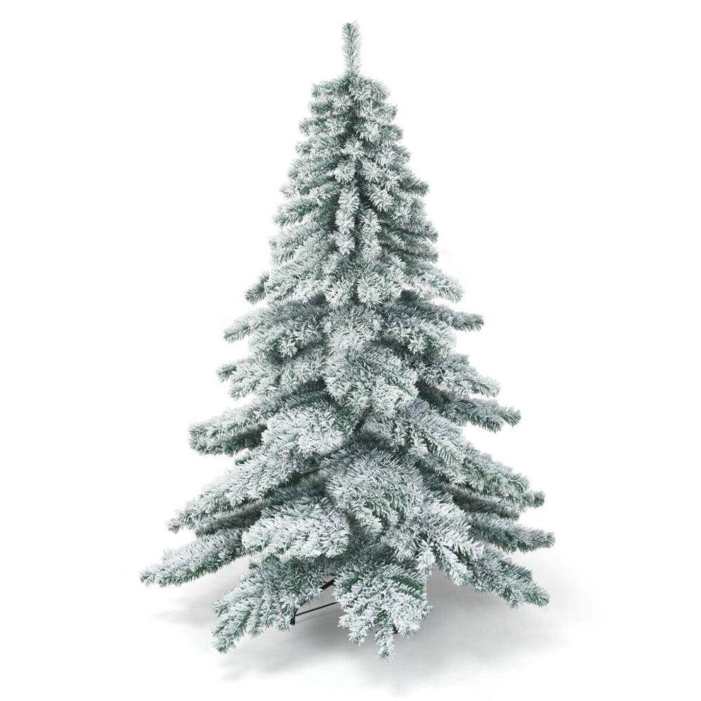 6Ft Snow Flocked Artificial Christmas Tree PVC Hinged Alaskan Pine Tree Holiday
