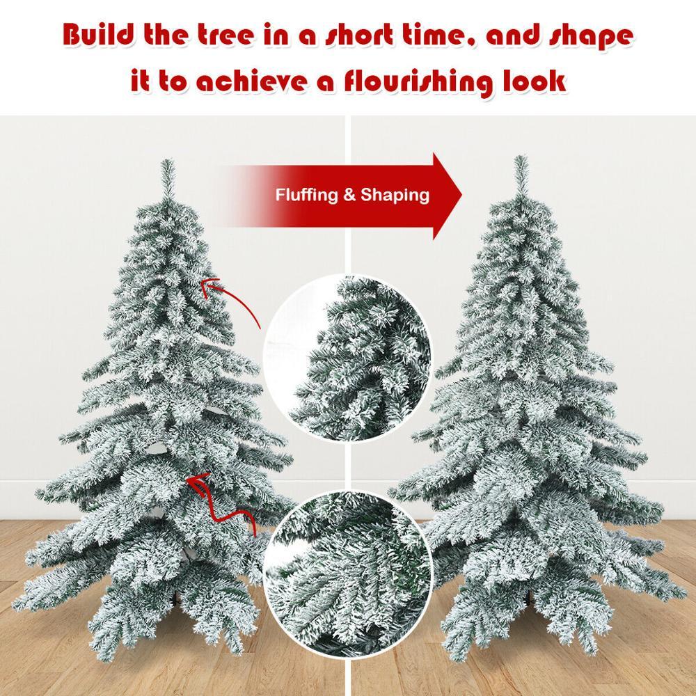 6Ft Snow Flocked Artificial Christmas Tree PVC Hinged Alaskan Pine Tree Holiday