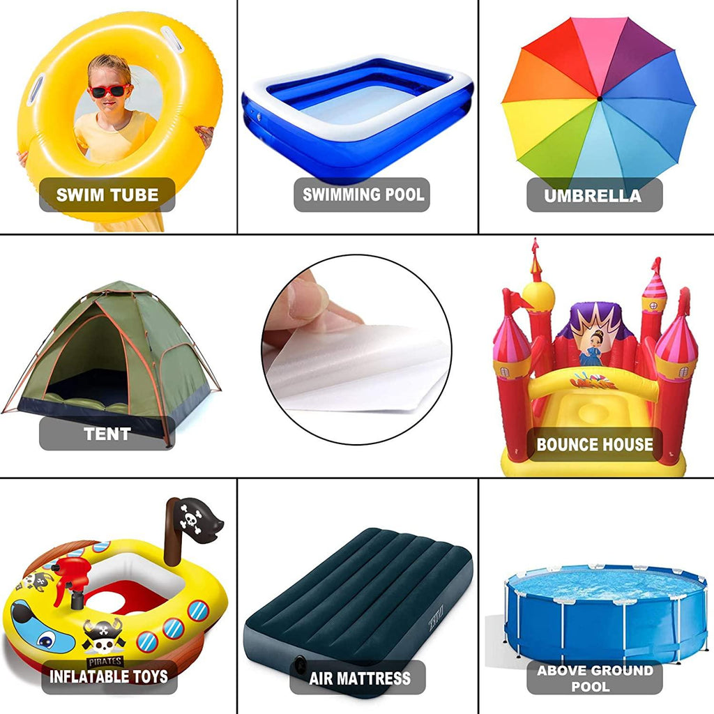 5 pack of tpu pool patch repair kit for air mattress, swimming pool, bounce house, tent, canvas, canopy, pool floats, tubes air bed and inflatable toys with 2 pieces of plastic deflate tubing