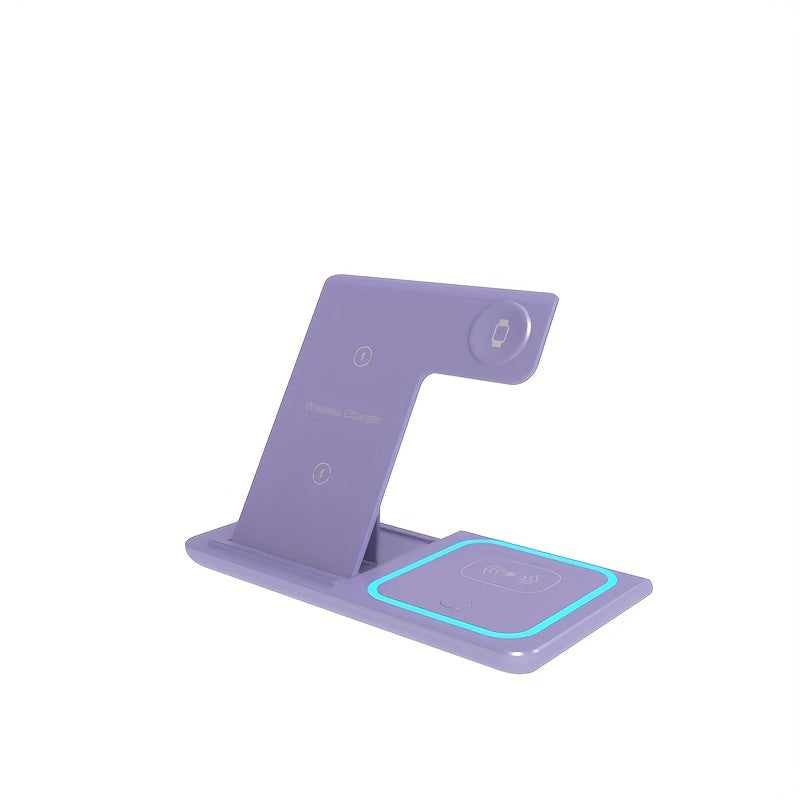 3 In 1 Fast Charging Station, Folding Wireless Charger Stand For  14,13,12,11/Pro/Max/Mini/Plus, X, XR, XS/Max, SE, 8/Plus, For IWatch 1-8, For Airpods 3/2/Pro