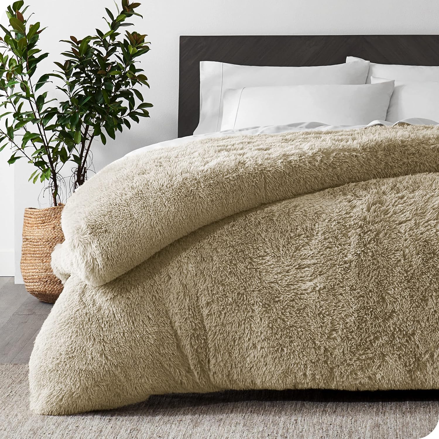 Bare Home Shaggy Fleece Duvet Cover King/Cal King Size - Plush Duvet Cover - Super Soft &amp; Luxury - Hidden Zipper Closure - All Season Bedding Duvet Cover (King/Cal King, Sand)