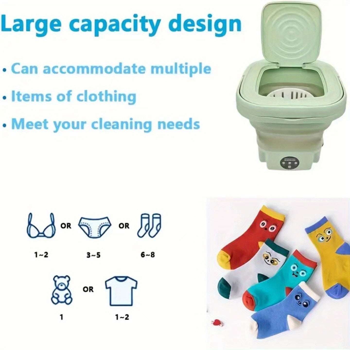 8L Foldable Mini Washing Machine: Fully Automatic Portable &amp; Compact For Baby &amp; Toddler Clothes, Underwear, Panties &amp; Socks!