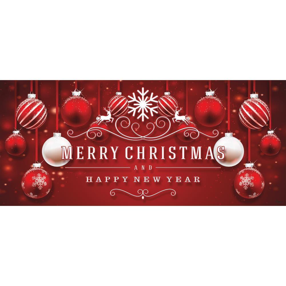 7 ft. x 16 ft. Red Ornaments in Snow Christmas GaraDoor Decor Mural for Double Car Garage