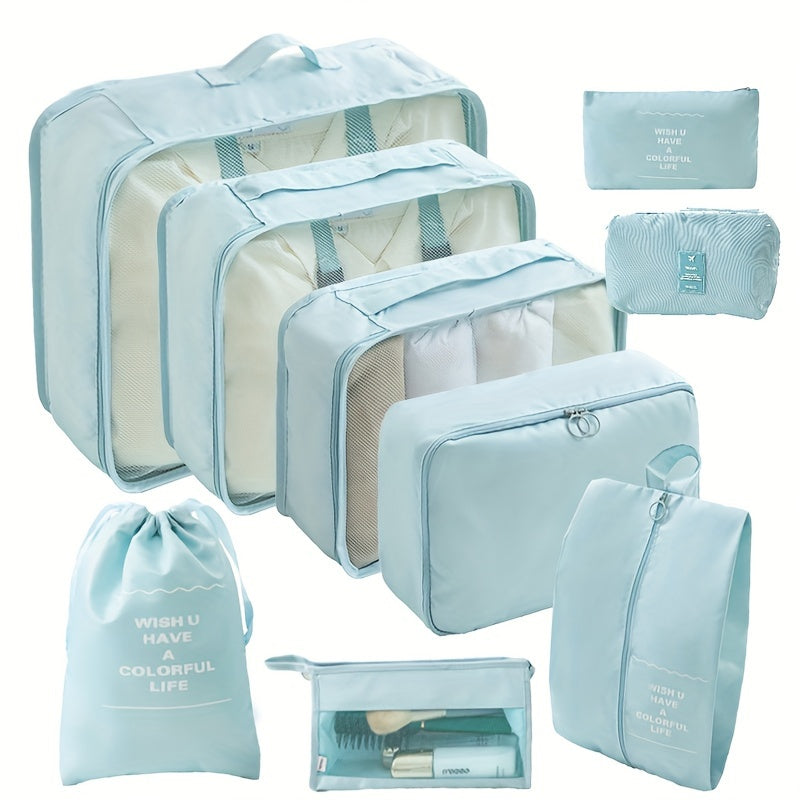 9 Set PacCubes, Lightweight Travel LuggaOrganizer With Shoe Bag, Toiletry Bag &amp; Laundry Bag
