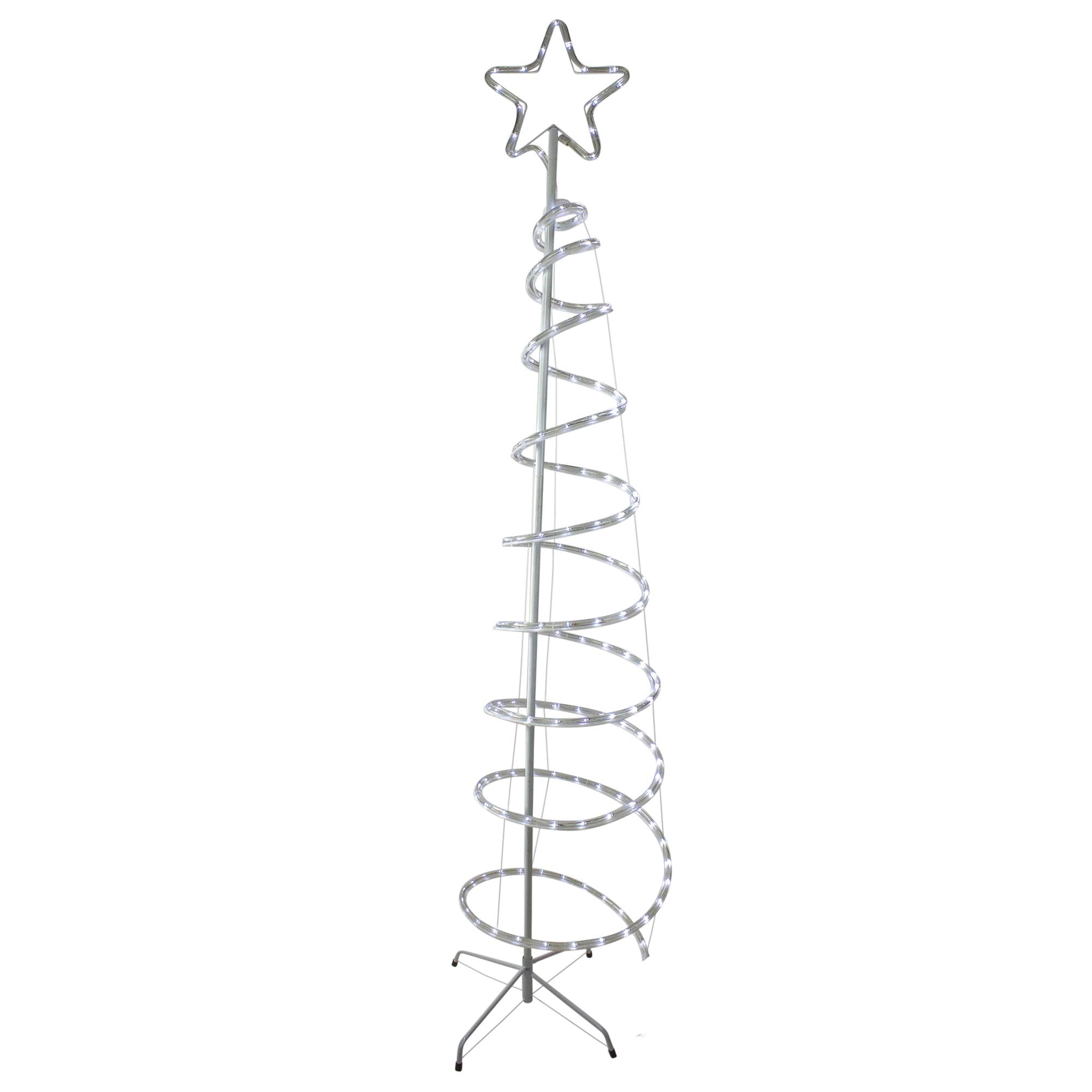 7? LED White Spiral Rope Light Tree with Star Tree Topper