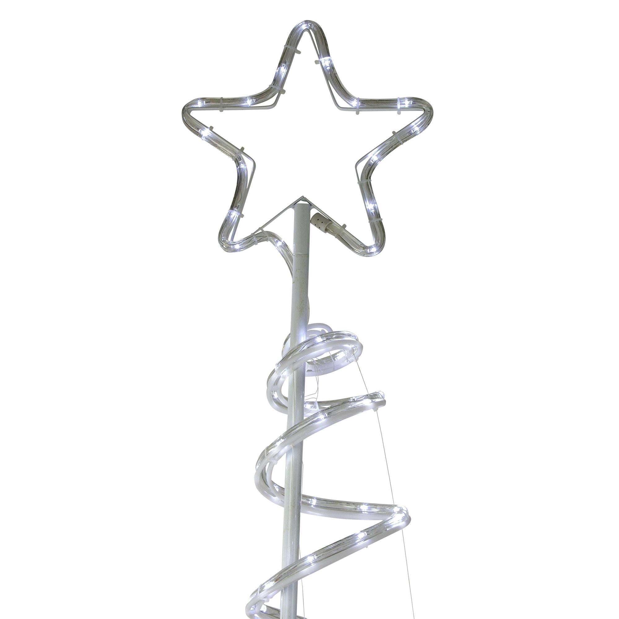 7? LED White Spiral Rope Light Tree with Star Tree Topper