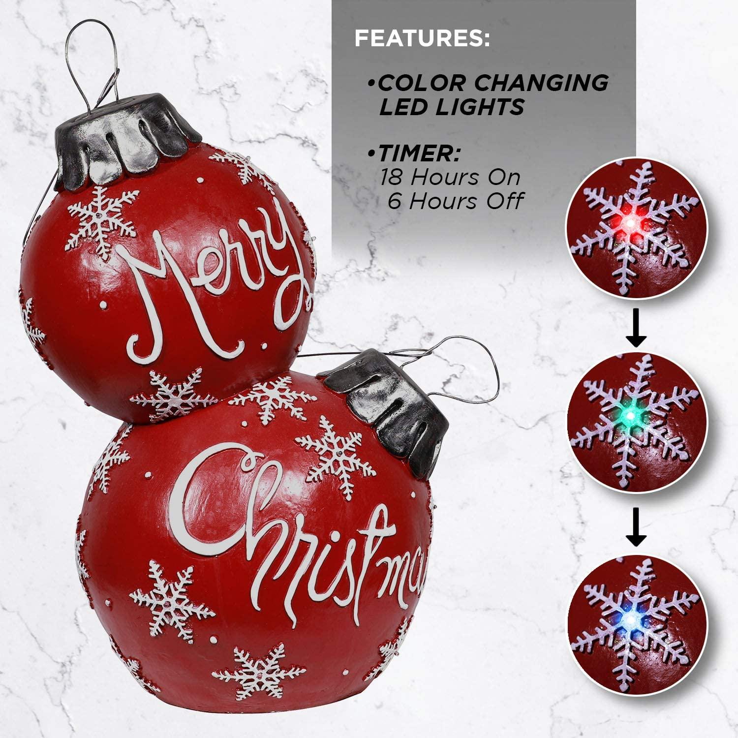 Alpine Corporation ZTY104CC Alpine Christmas Ball Ornament with Color Changing LED Light, Indoor Festive Home, Red Holiday décor, Multi
