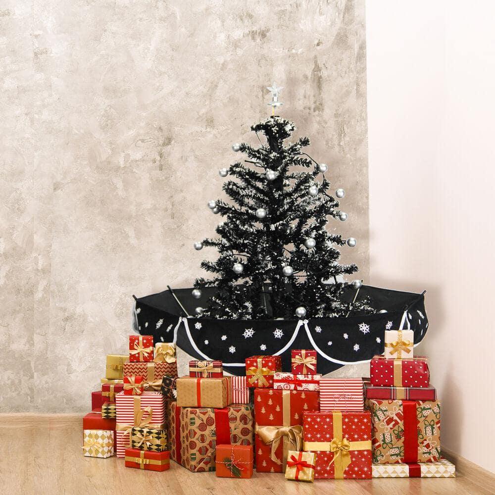 29 in. Black Christmas Tree with Star Topper and Umbrella Base